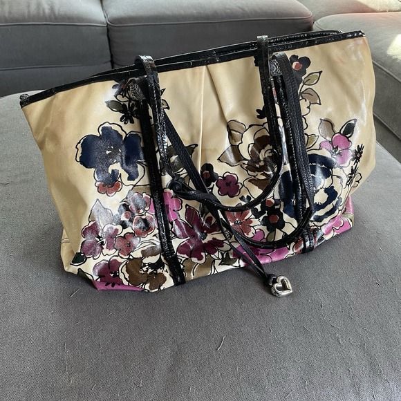Rare HTF Brighton Floral Handbag Purse Large Tote Bag VERY NICE